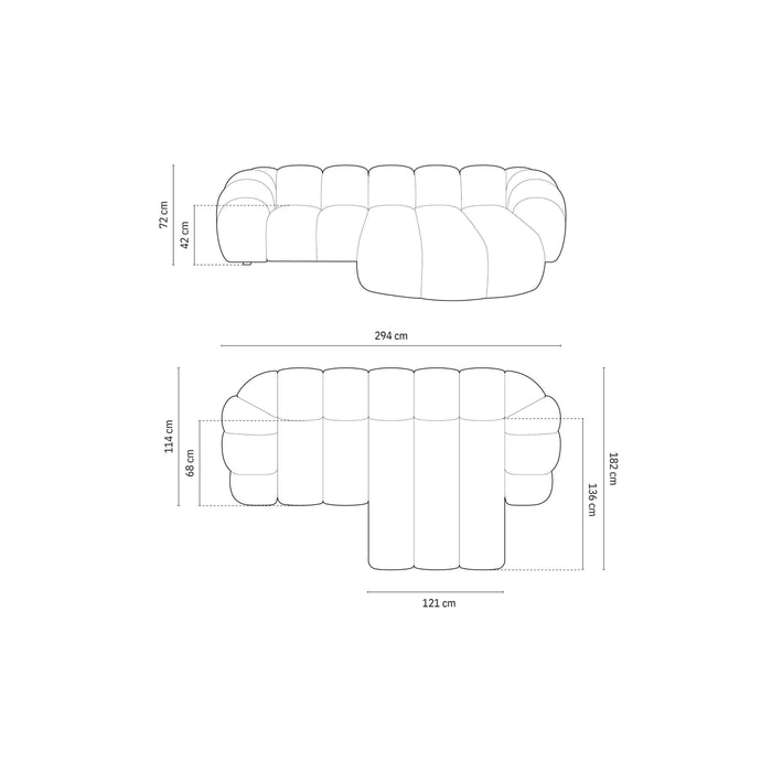 Micadoni Diana 3-zits Hoekbank met Chaise Longue Rechts - Beige