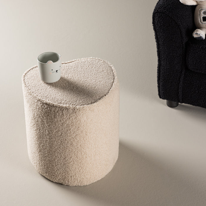 Nest living Jilly Hartvormige Teddystof Kinderpoef Beige