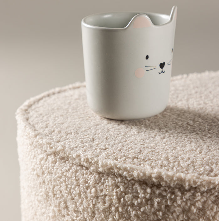 Nest living Jilly Hartvormige Teddystof Kinderpoef Beige