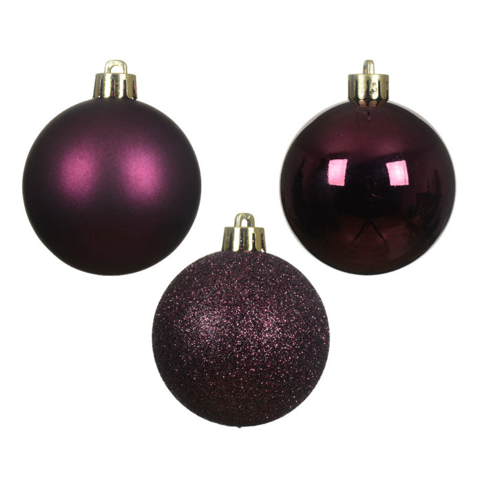 Decoris Mini kerstballen - 14x- donkerpaars - D3 cm - kunststof