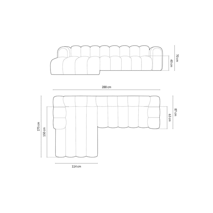 Micadoni Lupine 4-zits Hoekbank met Chaise Longue Links - Chenille - Koningsblauw