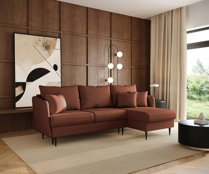 Selsey Design Sion hoekbank links|rechts chenille met slaapfunctie