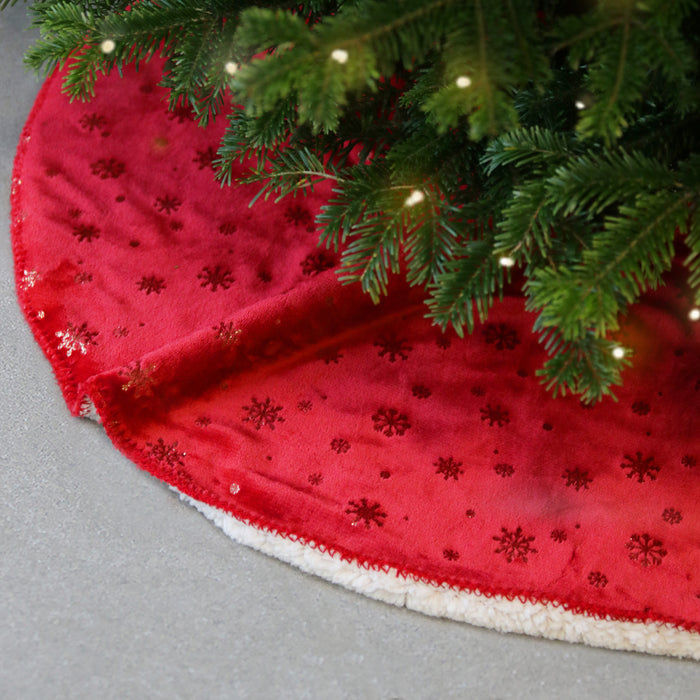 Unique Living Kerstboomrok - rood - sneeuwvlokken - D100 cm