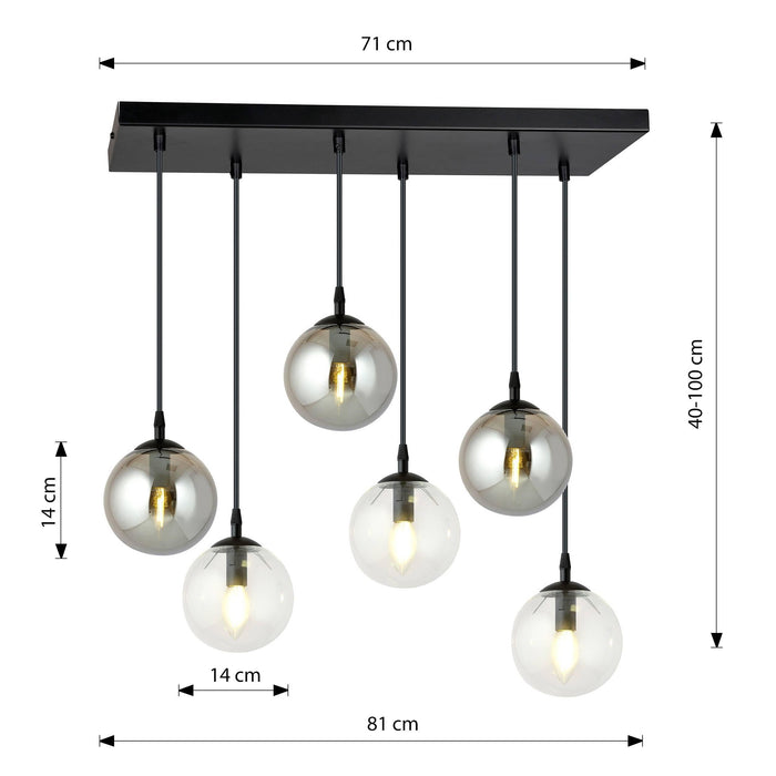 NADUVI Collection Glazen hanglamp eetkamer Cosmo 6-lichts