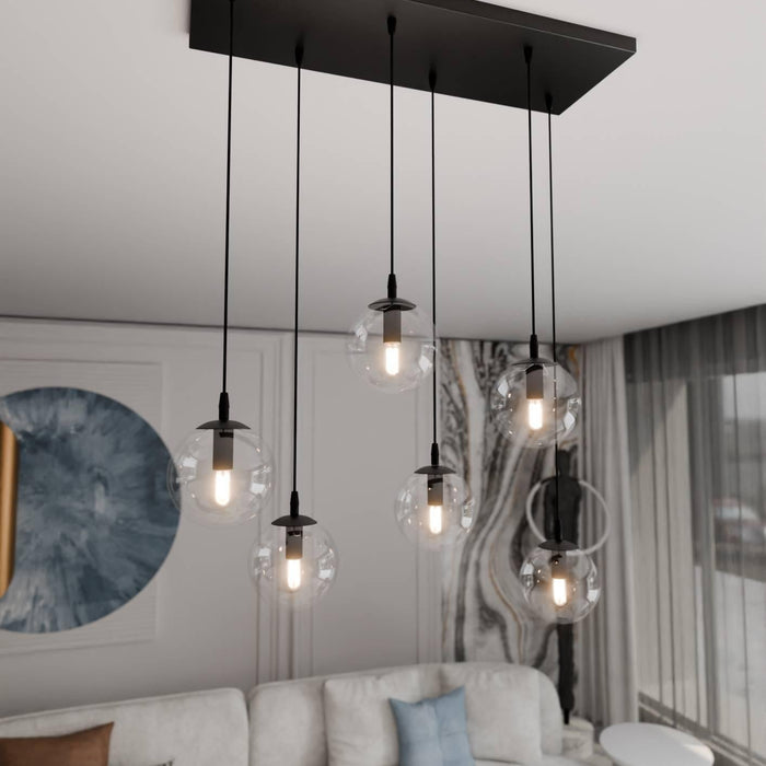 NADUVI Collection Glazen hanglamp eetkamer Cosmo 6-lichts