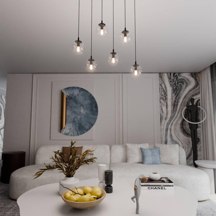 NADUVI Collection Glazen hanglamp eetkamer Cosmo 6-lichts