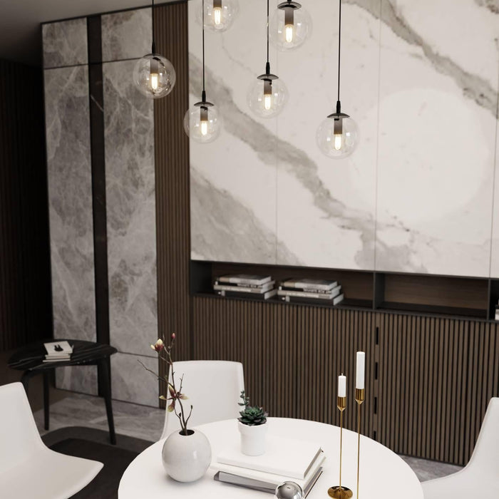 NADUVI Collection Glazen hanglamp eetkamer Cosmo 6-lichts