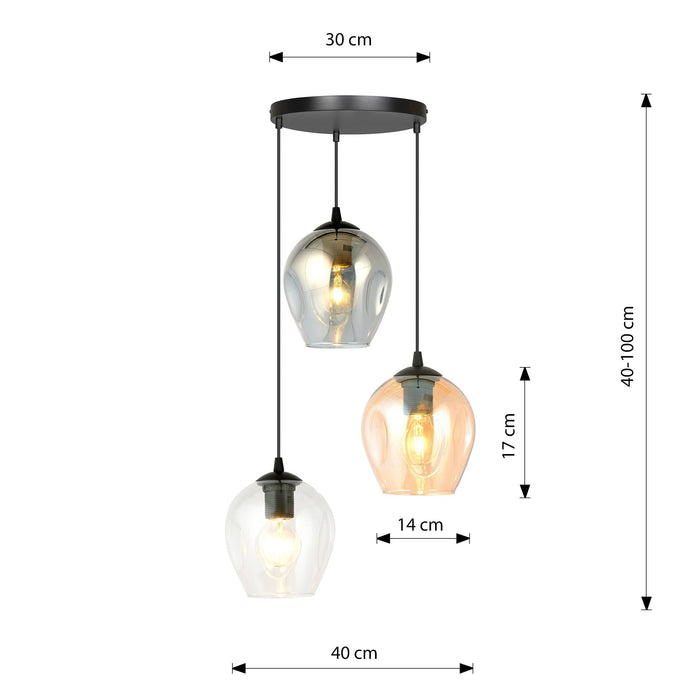Loft46 3-lichts hanglamp Noah rond