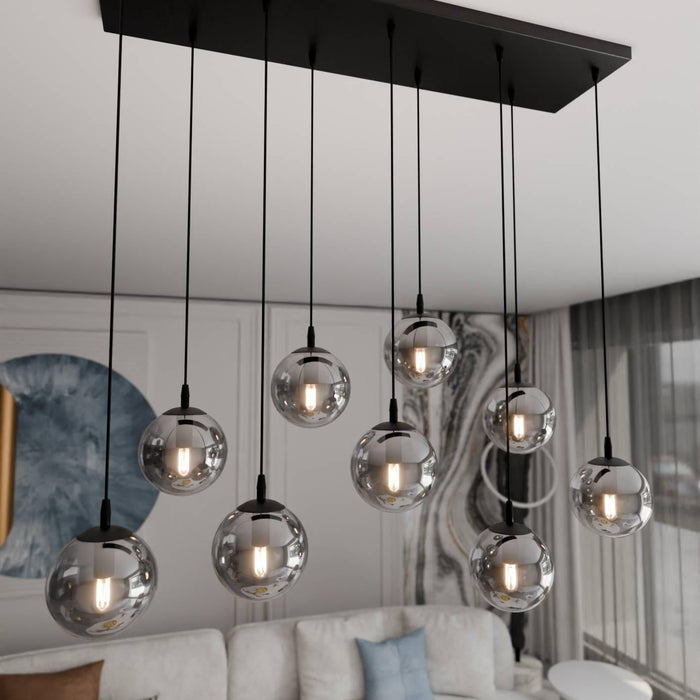NADUVI Collection Glazen hanglamp eetkamer Cosmo 9-lichts