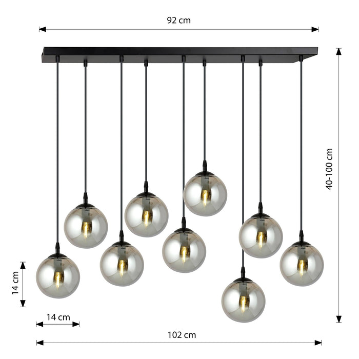 NADUVI Collection Glazen hanglamp eetkamer Cosmo 9-lichts