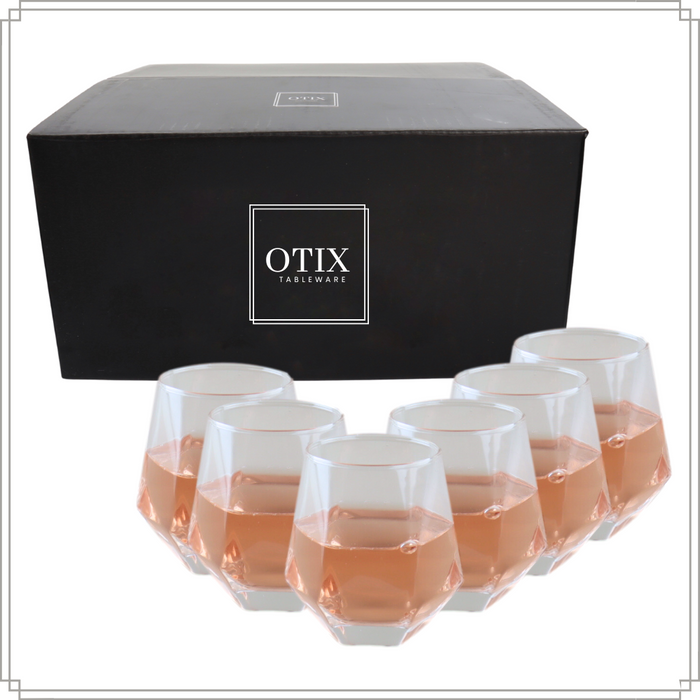 OTIX Waterglazen Set van 6 300ml Diamant vorm Transparant Glas