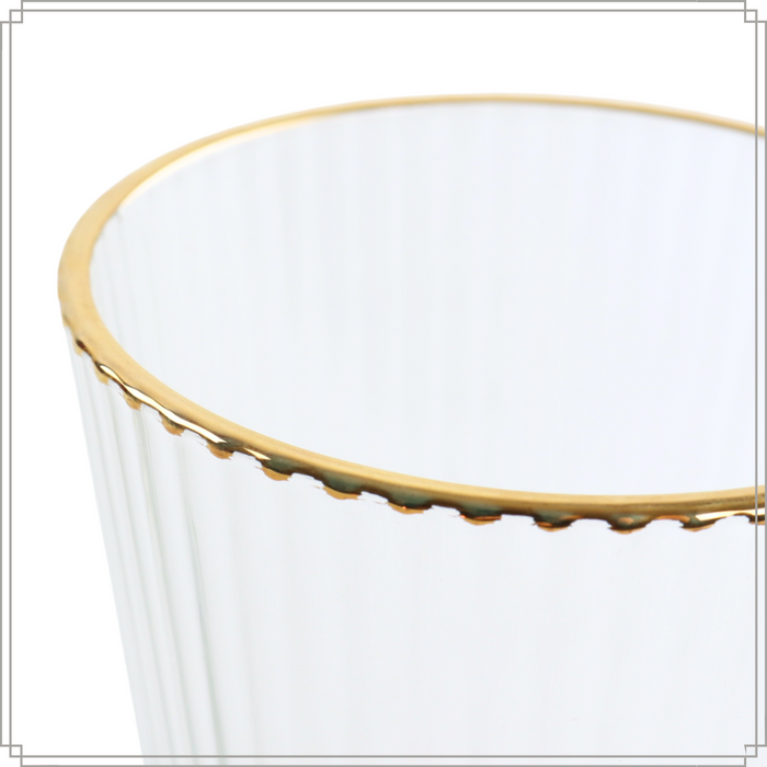 OTIX Waterglazen Set van 6 Stapelbaar 350 ml Met gouden rand Reliëf...