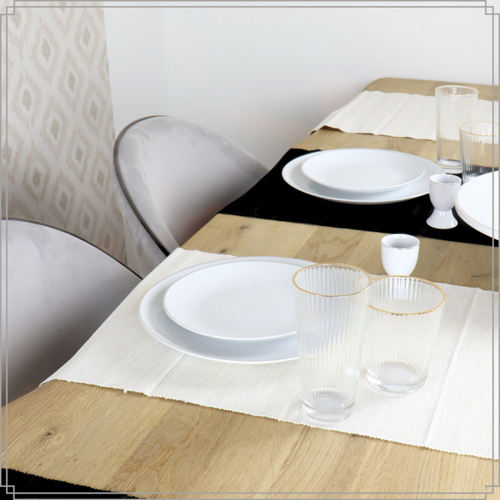 OTIX Waterglazen Set van 6 Stapelbaar 350 ml Met gouden rand Reliëf...