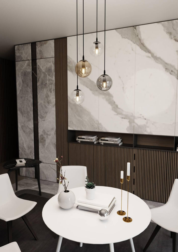 NADUVI Collection Glazen hanglamp eetkamer Cosmo rond 4-lichts