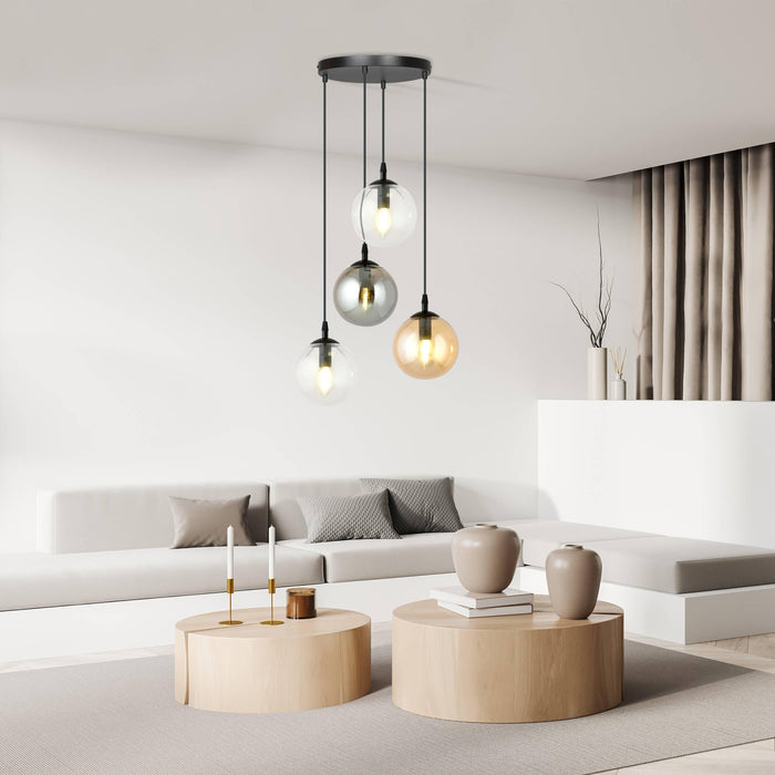 NADUVI Collection Glazen hanglamp eetkamer Cosmo rond 4-lichts