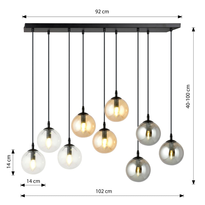 NADUVI Collection Glazen hanglamp eetkamer Cosmo 9-lichts