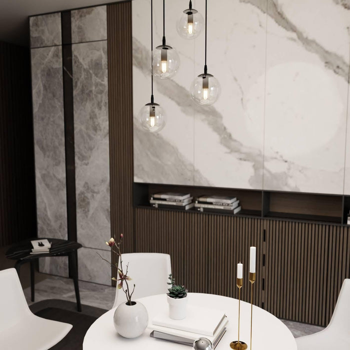 NADUVI Collection Glazen hanglamp eetkamer Cosmo rond 4-lichts