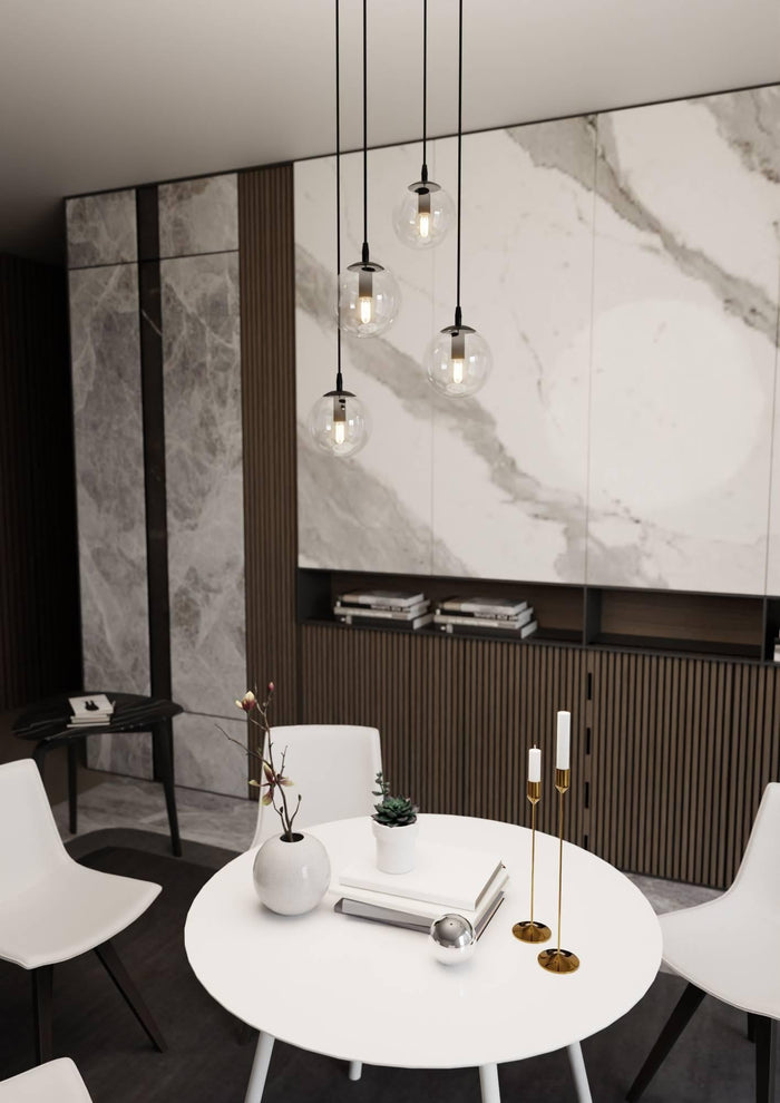 NADUVI Collection Glazen hanglamp eetkamer Cosmo rond 4-lichts