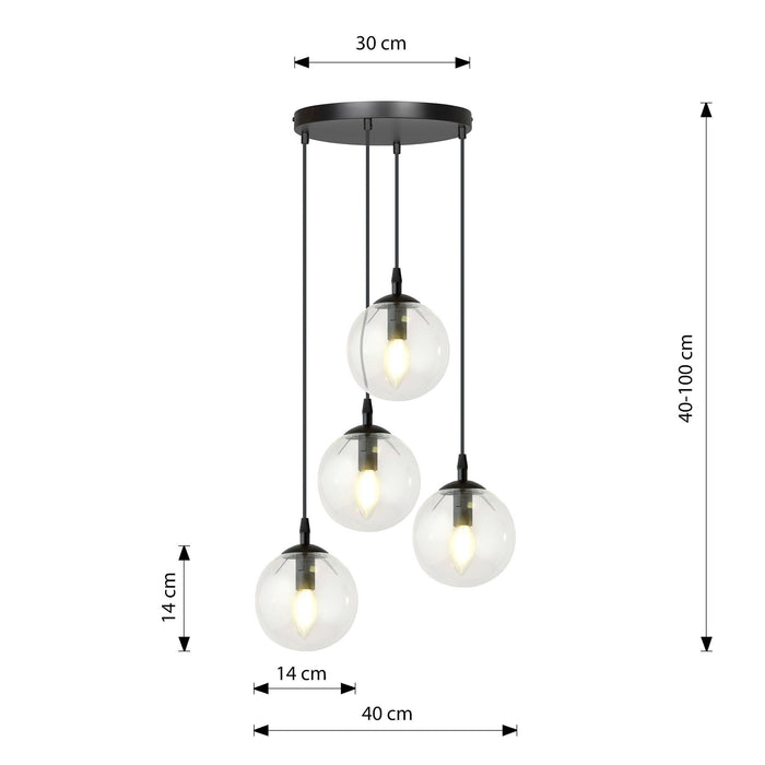 NADUVI Collection Glazen hanglamp eetkamer Cosmo rond 4-lichts
