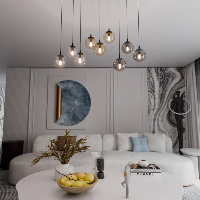 NADUVI Collection Glazen hanglamp eetkamer Cosmo 9-lichts