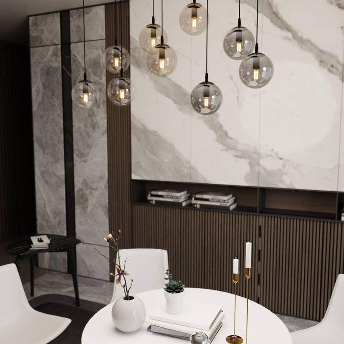 NADUVI Collection Glazen hanglamp eetkamer Cosmo 9-lichts