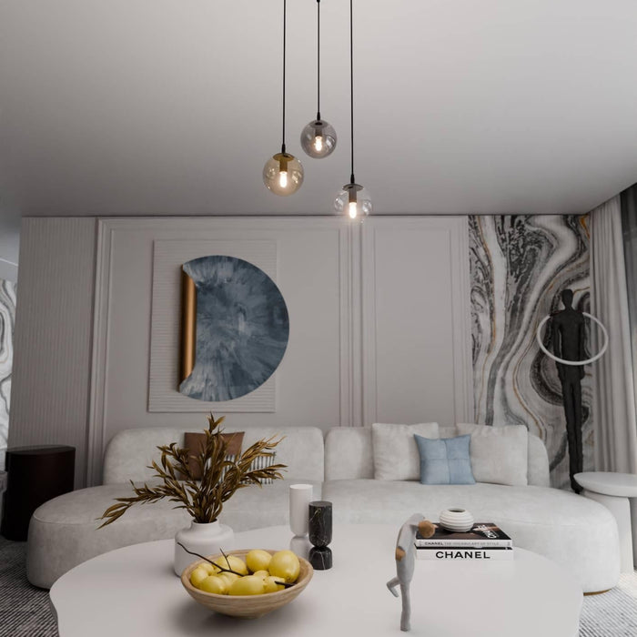 NADUVI Collection Glazen hanglamp eetkamer Cosmo rond 3-lichts