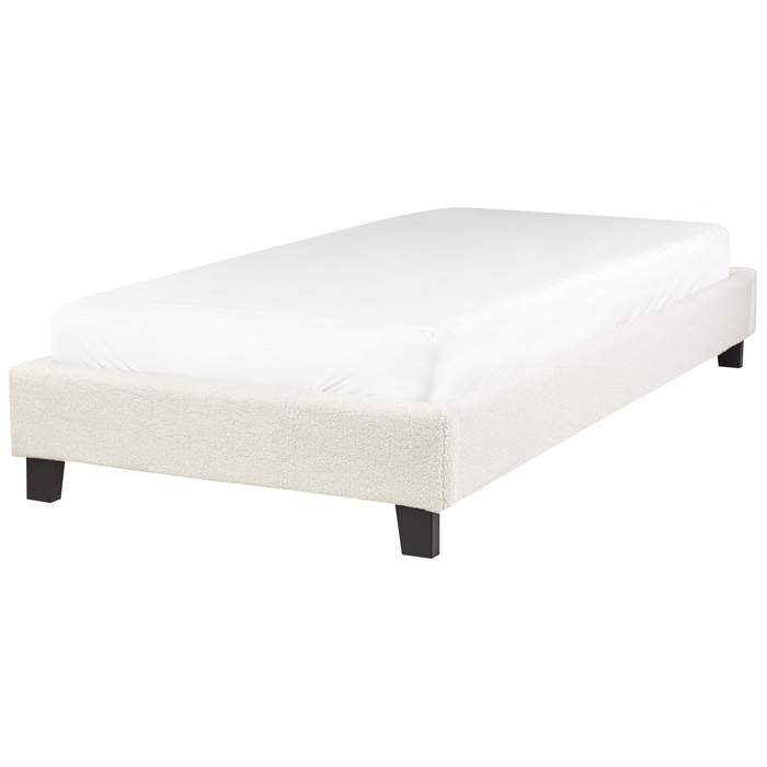 Beliani - ROANNE - Eenpersoonsbed - Lichtbeige - 90 x 200 cm - Bouclé