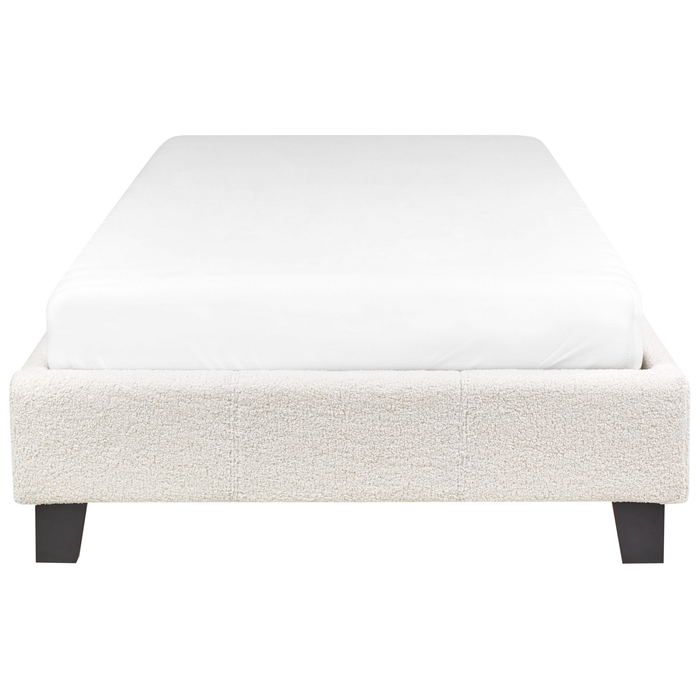 Beliani - ROANNE - Eenpersoonsbed - Lichtbeige - 90 x 200 cm - Bouclé