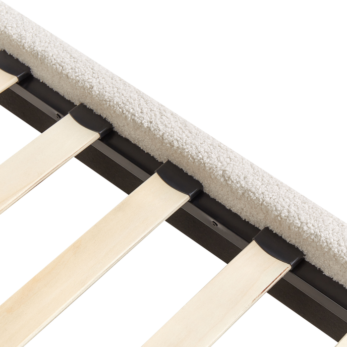 Beliani - ROANNE - Eenpersoonsbed - Lichtbeige - 90 x 200 cm - Bouclé