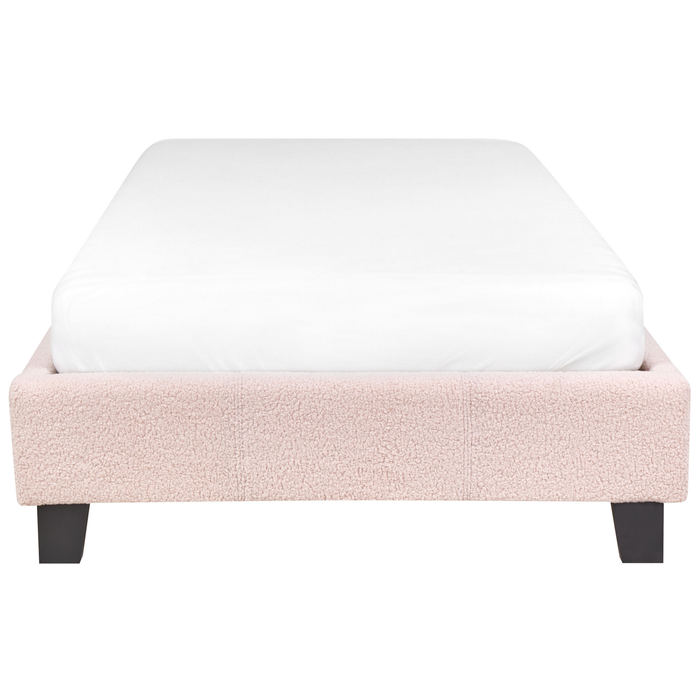 Beliani - ROANNE - Eenpersoonsbed - Pastelroze - 90 x 200 cm - Bouclé