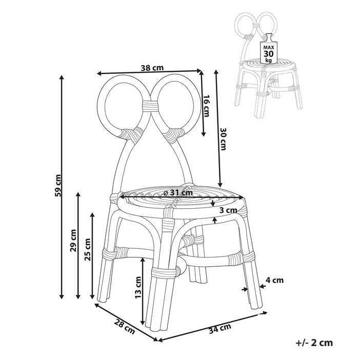 Beliani - MIRTIA - Kinderstoel - Natuurlijk - Rotan