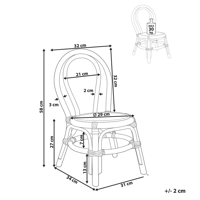 Beliani - KALIVIA - Kinderstoel - Natuurlijk - Rotan