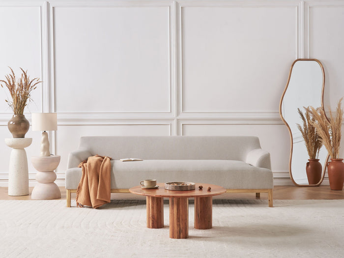 Beliani - SOSJO - Driezitsbank - Lichtbeige - Polyester