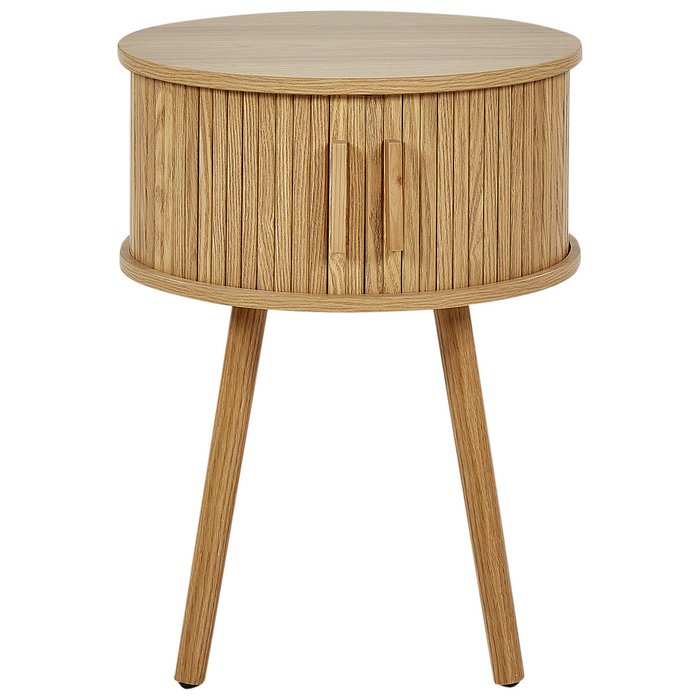 Beliani - SELAH - Nachtkastje rond - Lichthout - MDF