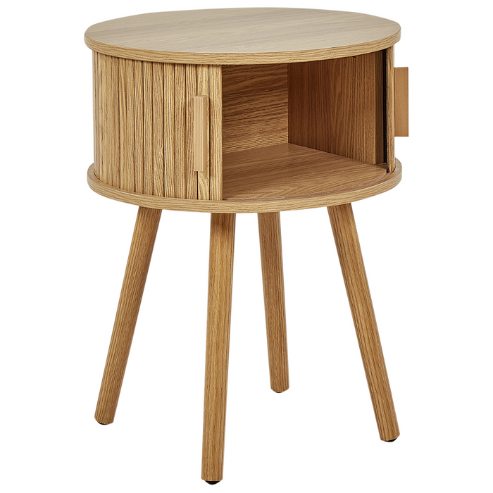 Beliani - SELAH - Nachtkastje rond - Lichthout - MDF