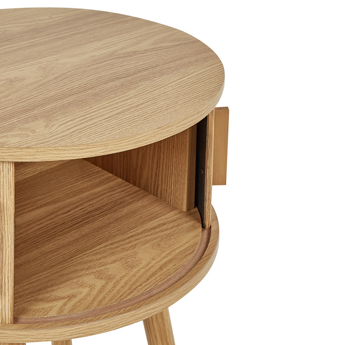 Beliani - SELAH - Nachtkastje rond - Lichthout - MDF