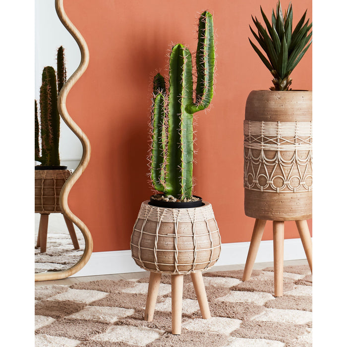 Beliani-DARMERA-Bloempot-Lichtbruin-30 x 30 x 23 cm-Magnesiumoxide