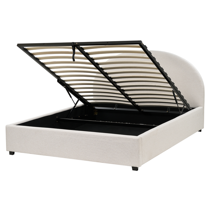 Beliani-VAUCLUSE-Bed met opbergruimte-Lichtbeige-160x200 cm-Polyester