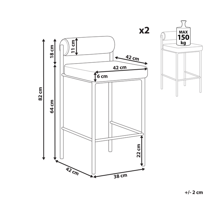 Beliani - AMAYA - Barkruk set van 2 - Donkerblauw - Polyester