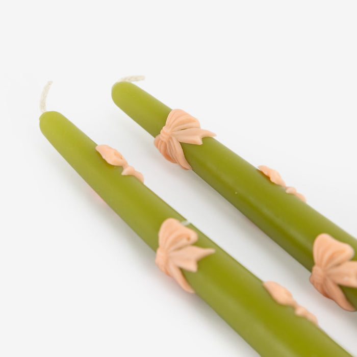 Sissy-Boy Groene sierkaarsen met strikjes-2st.