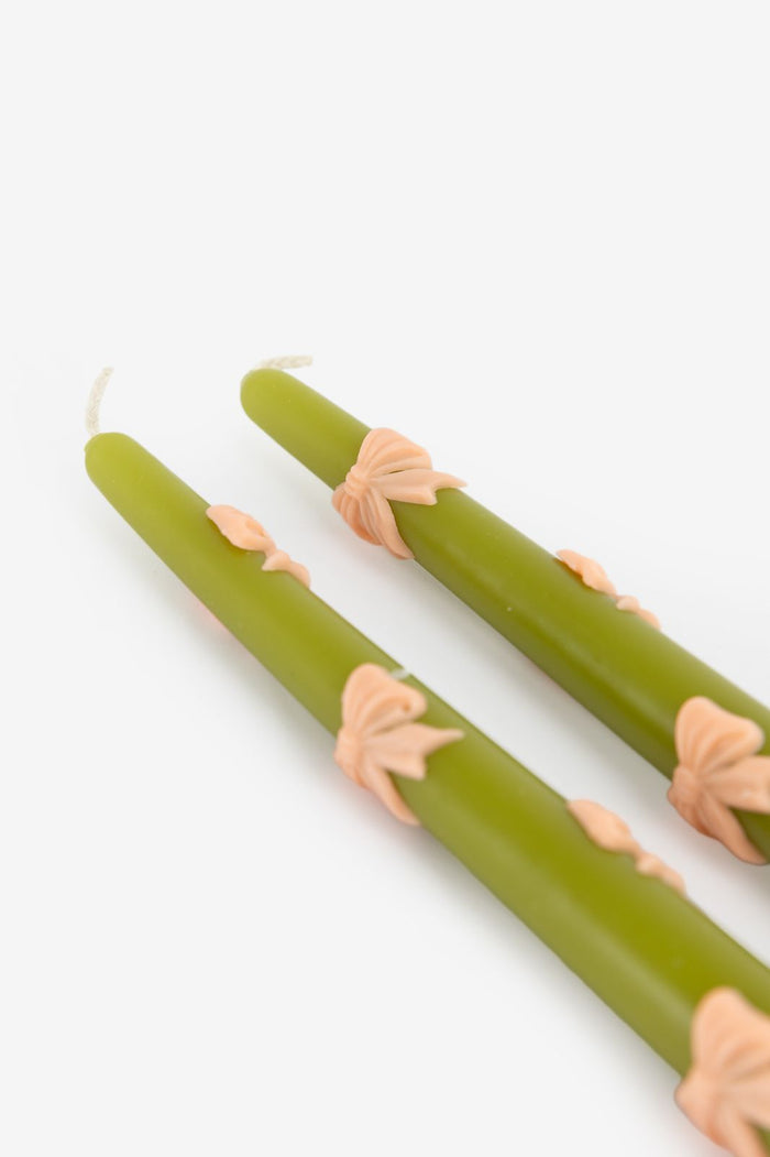 Sissy-Boy Groene sierkaarsen met strikjes-2st.