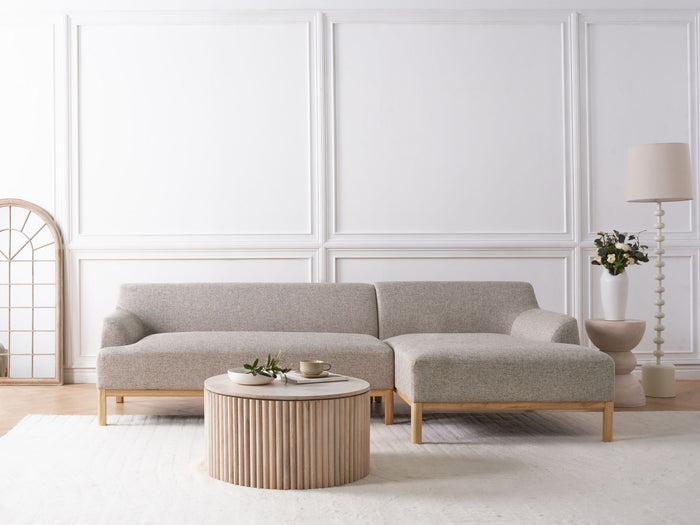 Beliani - SOSJO - Hoekbank - Lichtbruin - Linkszijdig - Polyester