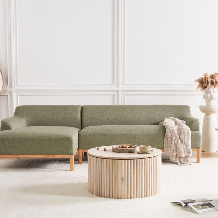 Beliani - SOSJO - Hoekbank - Olijfgroen - Rechtszijdig - Polyester