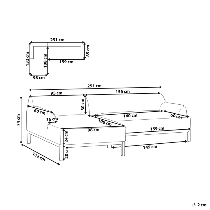 Beliani - SOSJO - Hoekbank - Olijfgroen - Rechtszijdig - Polyester