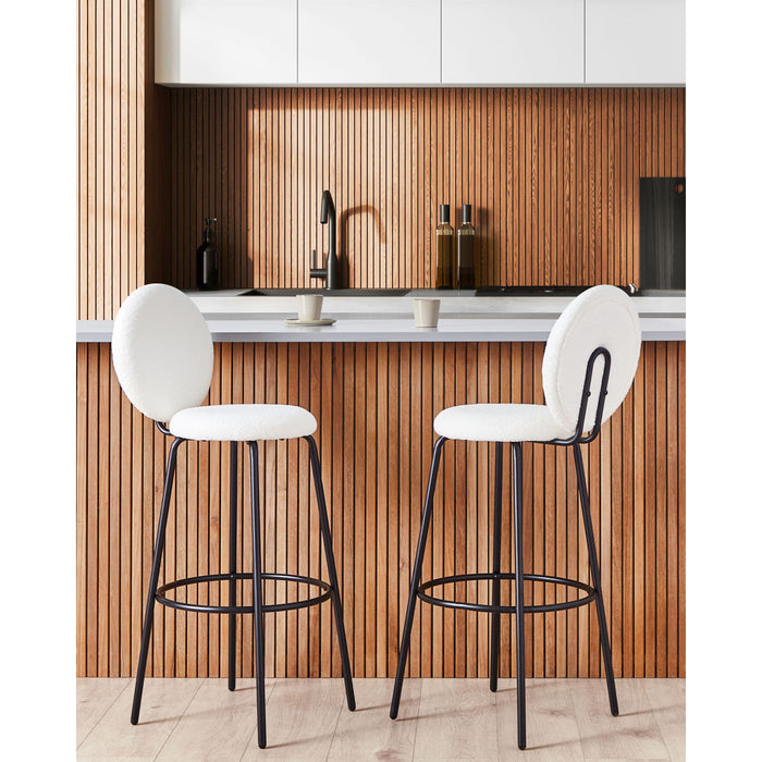 Beliani - EMERY - Barkruk set van 2 - Wit - Bouclé