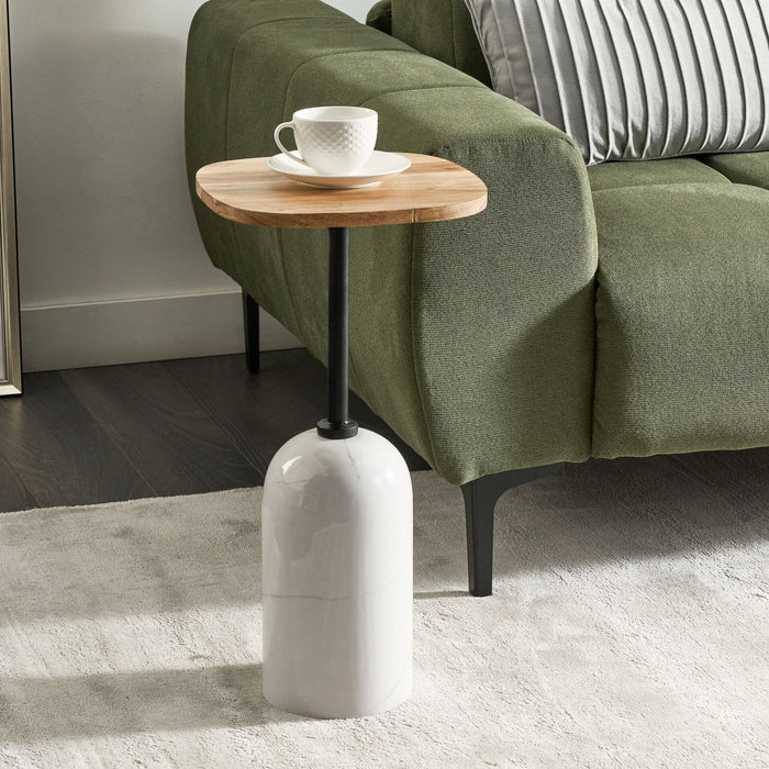 Beliani - OASIS - Bijzettafel - Wit|Bruin - Hout