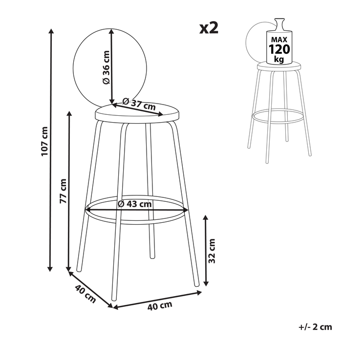 Beliani - EMERY - Barkruk set van 2 - Wit - Bouclé