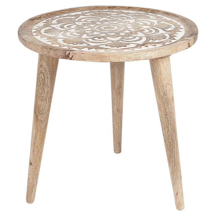 Beliani-SAKITA-Bijzettafel set van 2-Lichte houtkleur-Mangohout