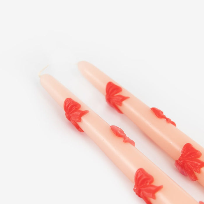 Sissy-Boy Lichtroze sierkaarsen met strikjes-2st.