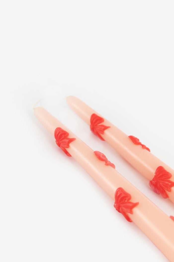 Sissy-Boy Lichtroze sierkaarsen met strikjes-2st.